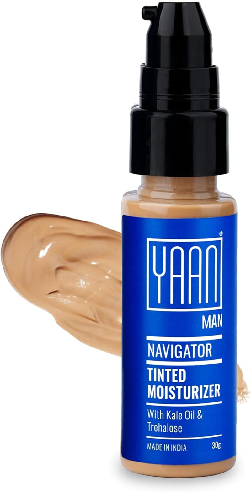 YAAN MAN Tinted Face Moisturizer for Men | with Goodness of Kale Oil & Trehalose | Moisturisers + Foundation | Healthy and Balanced Skin | for All Skin Type (Light), 30 Gm