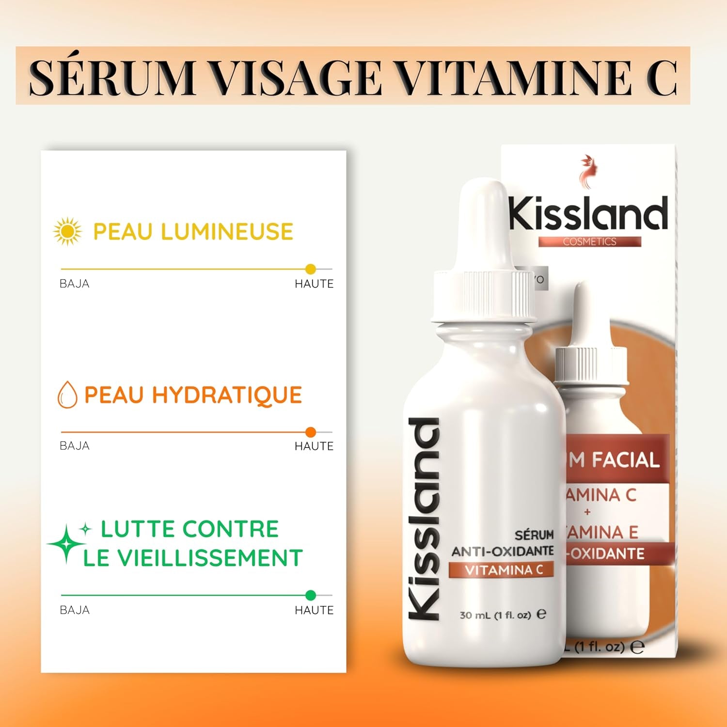 30Ml. BIO Sérum Visage À La Vitamine C/E - Anti-Rides, Anti-Taches, Anti-Âge Et Hydratant - Soin Visage Végétalien - Idéal Également Comme Crème Pour Les Yeux - Vitamine C Serum Visage