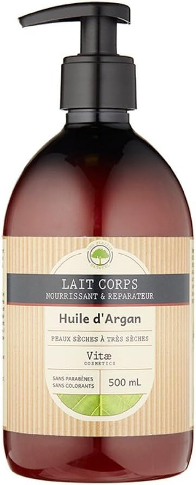 Vitae Cosmetics Skin Care Lait Corps Nourrissant Huile D'Argan Corps 500 Ml